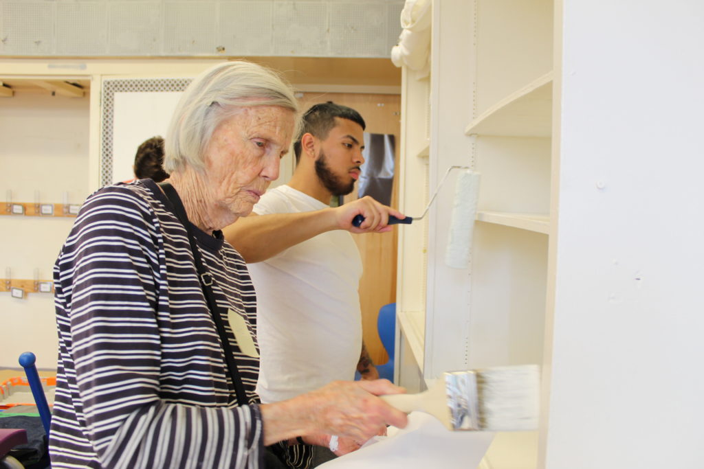 volunteers painting