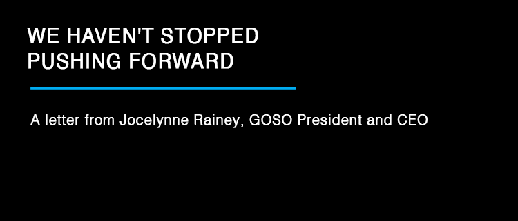 Jocelynne Rainey quote: "We haven't stopped pushing forward"