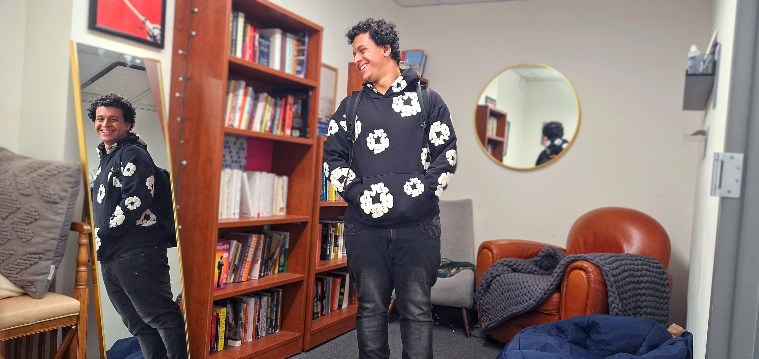 Participant tries on clothes Participant tries on clothes
