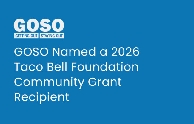 Graphic with text: GOSO Named a 2026 Taco Bell Foundation Community Grant Recipient