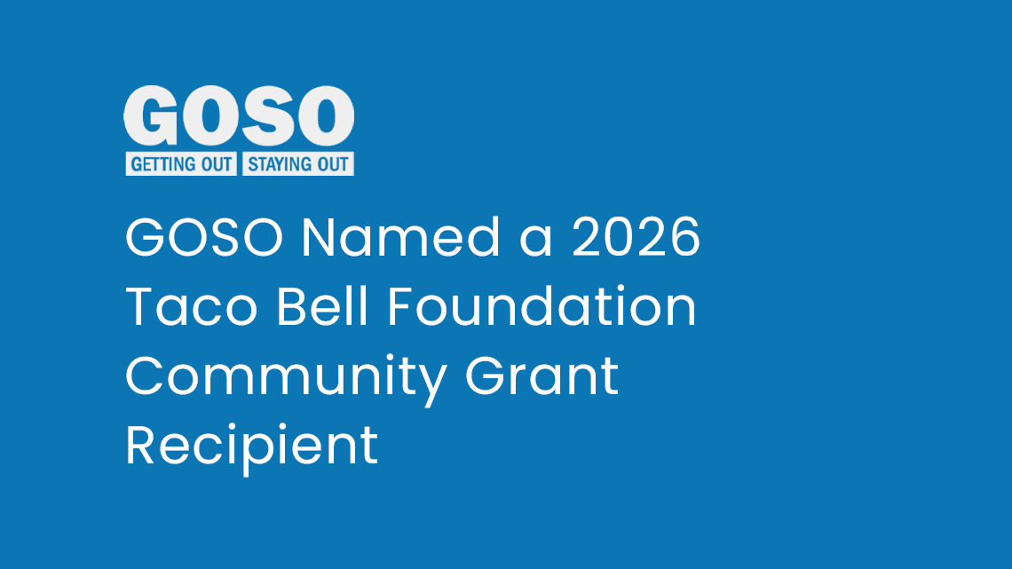 Graphic with text: GOSO Named a 2026 Taco Bell Foundation Community Grant Recipient