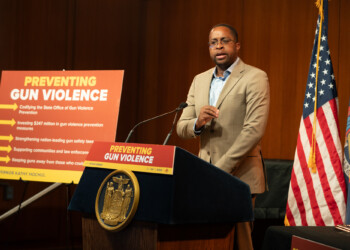 NYS Senator Zellnor Myrie speaks at bill signing to codify into law the New York State Office of Gun Violence Prevention