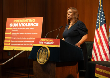 Attorney General Letitia James speaks at bill signing to codify into law the New York State Office of Gun Violence Prevention